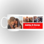 Custom mug with 3 photos, name and text