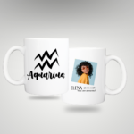 Personalized zodiac mug with picture and text - aquarius