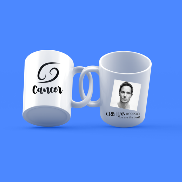 Personalized zodiac mug with picture and text - CANCER