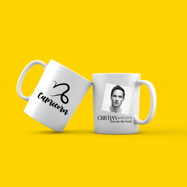 Personalized zodiac mug with picture and text - CAPRICORN
