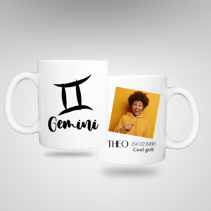 Personalized zodiac mug with picture and text - GEMINI