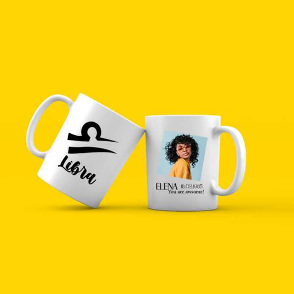Personalized zodiac mug with picture and text - LIBRA