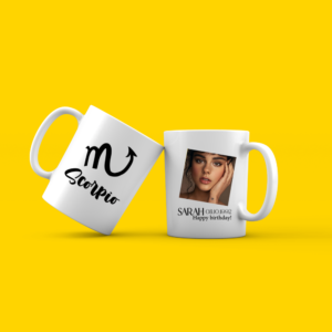 Personalized zodiac mug with picture and text - SCORPIO
