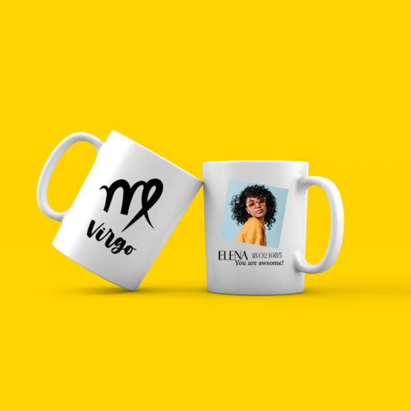 Personalized zodiac mug with picture and text - VIRGO
