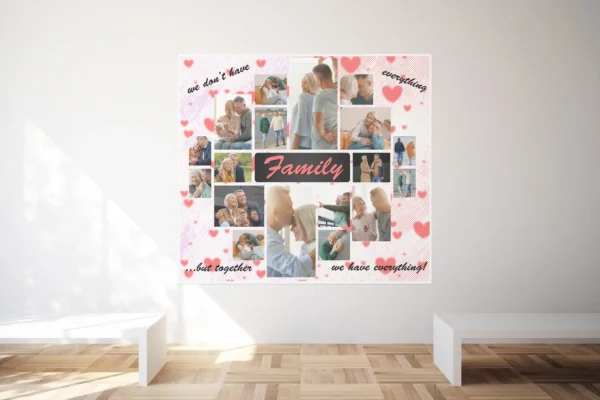 canvas painting with 18 photos and text