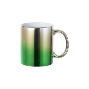 personalized gradient coffee glossy mug silver and green