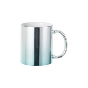 personalized gradient coffee glossy mug silver and light blue