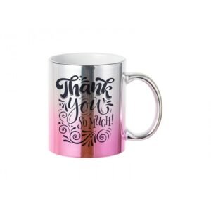 personalized gradient coffee glossy mug silver and pink