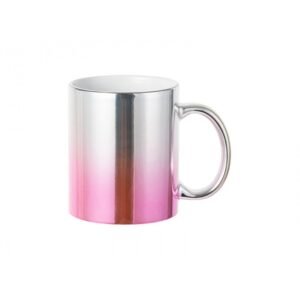 personalized gradient coffee glossy mug silver and pink