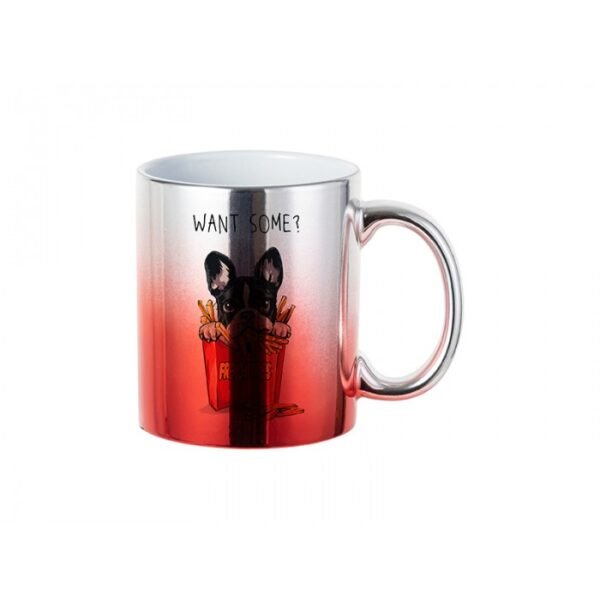 personalized gradient coffee glossy mug silver and red