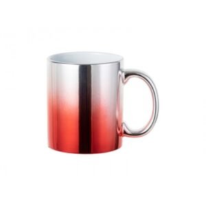personalized gradient coffee glossy mug silver and red