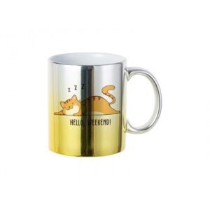 personalized gradient coffee glossy mug silver and yellow