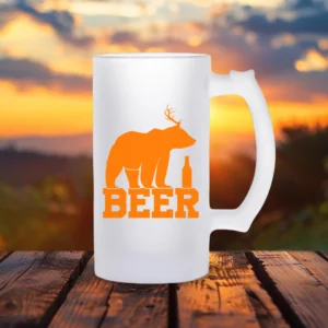 Personalized pint of beer with a bear