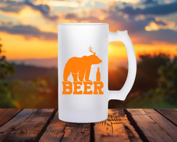 Personalized pint of beer with a bear