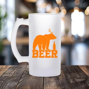 Personalized pint of beer with a bear