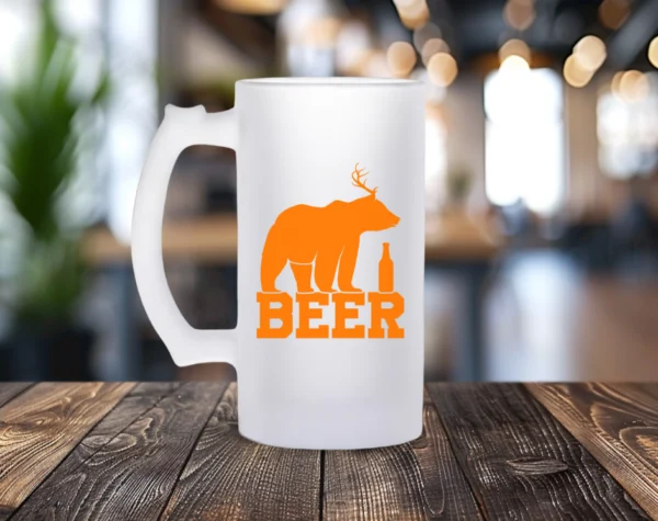 Personalized pint of beer with a bear