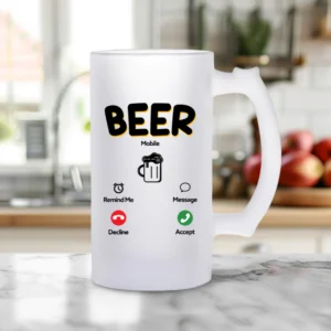 personalized pint of beer with message Beer is calling me