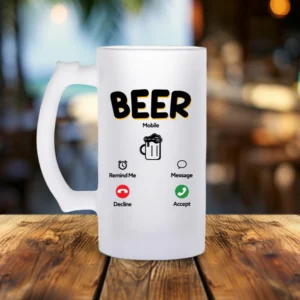 personalized pint of beer with message Beer is calling me